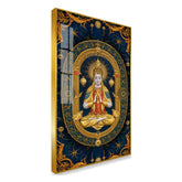 Golden Framed Buddha Acrylic Wall Paintings in Ornate Blue Mandala